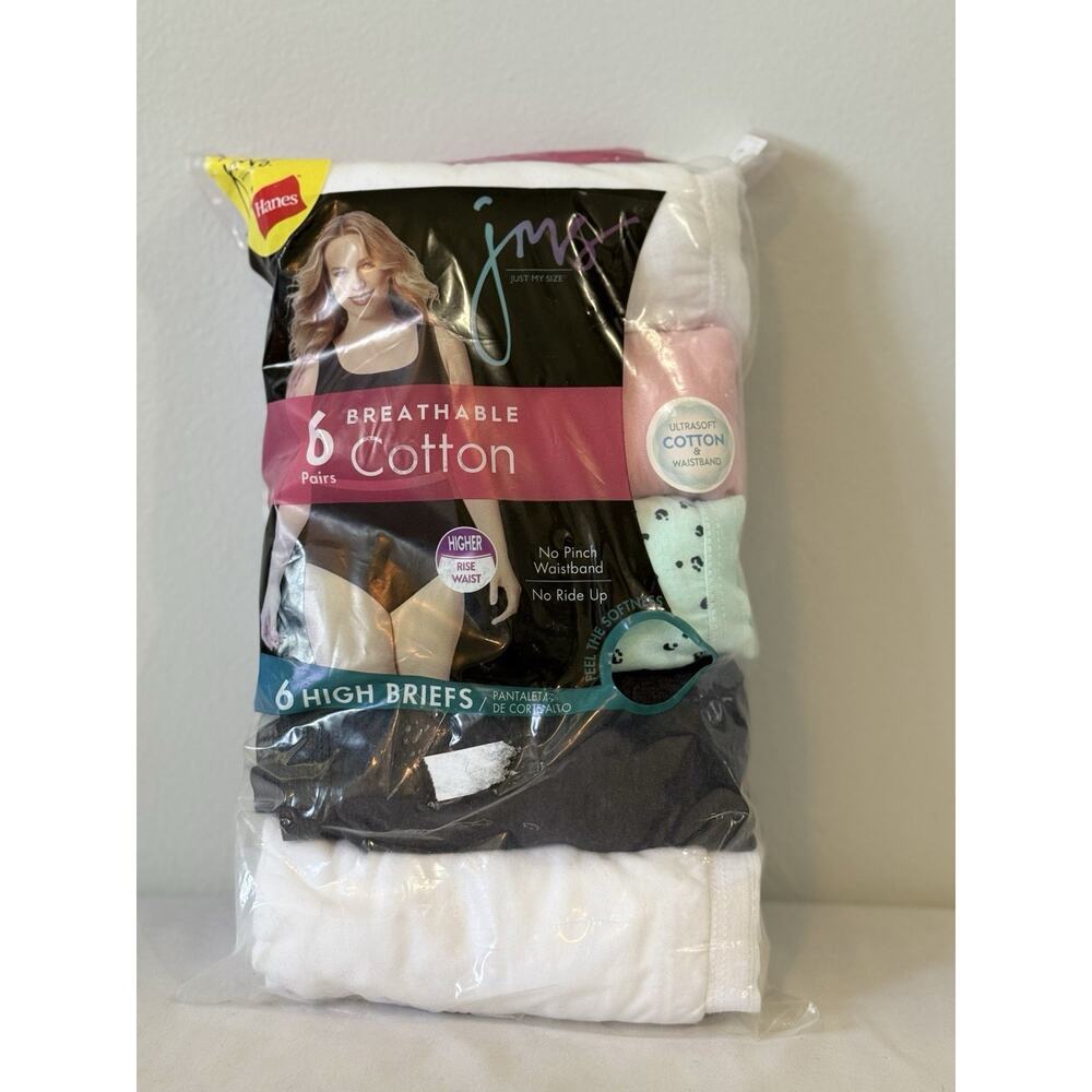 6 Pair JMS Just My Size Women's High Briefs Breathable Cotton Comfort Sz 13